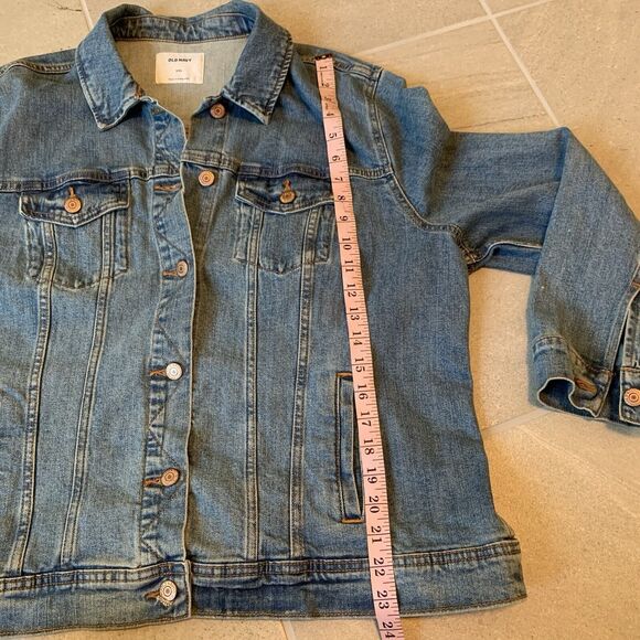 Old Navy Jean Jacket Women’s 2XL Blue Denim Front Button Flap Pockets - Picture 4 of 5